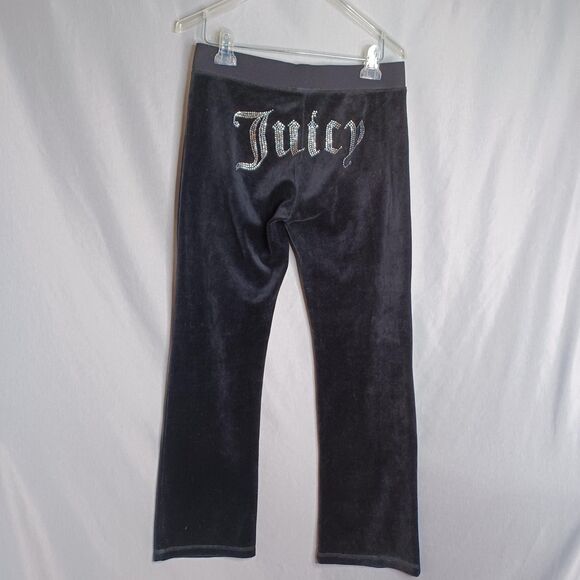 Juicy Couture Black Label Tracksuit Set Womens Large Black Velour Juicy - Picture 7 of 16